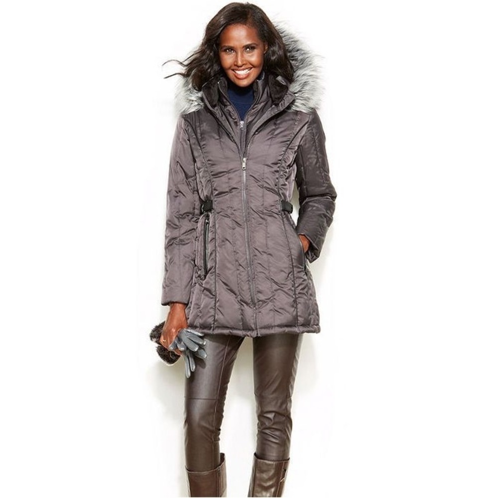 Nautica Faux Fur Hooded Puffer Coat